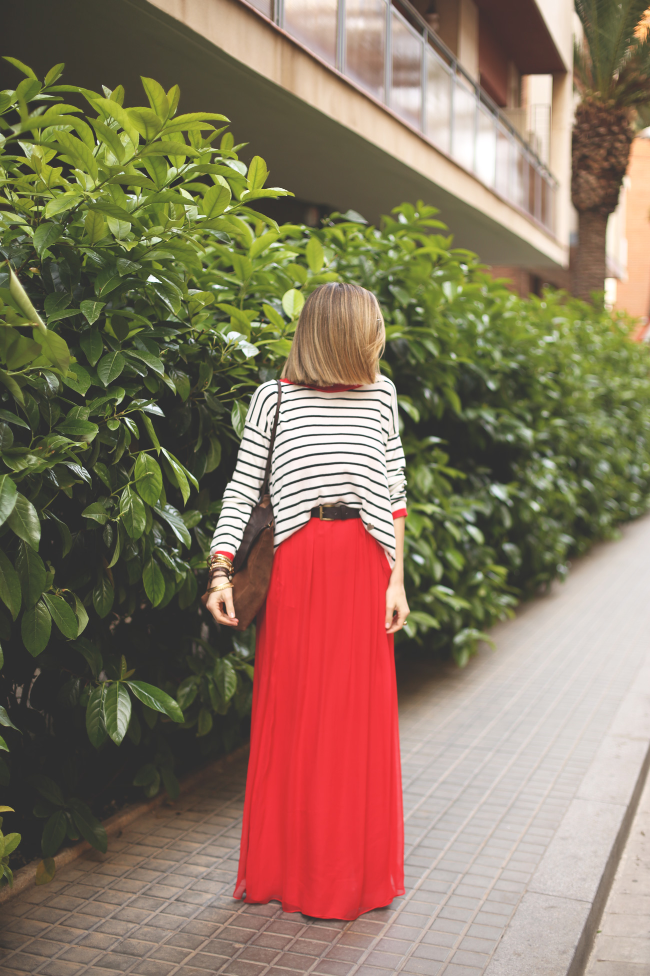 outfit, maxi skirt, red, navy, stripes, brownie, sweater, look, blogger, stylish, fashion, 