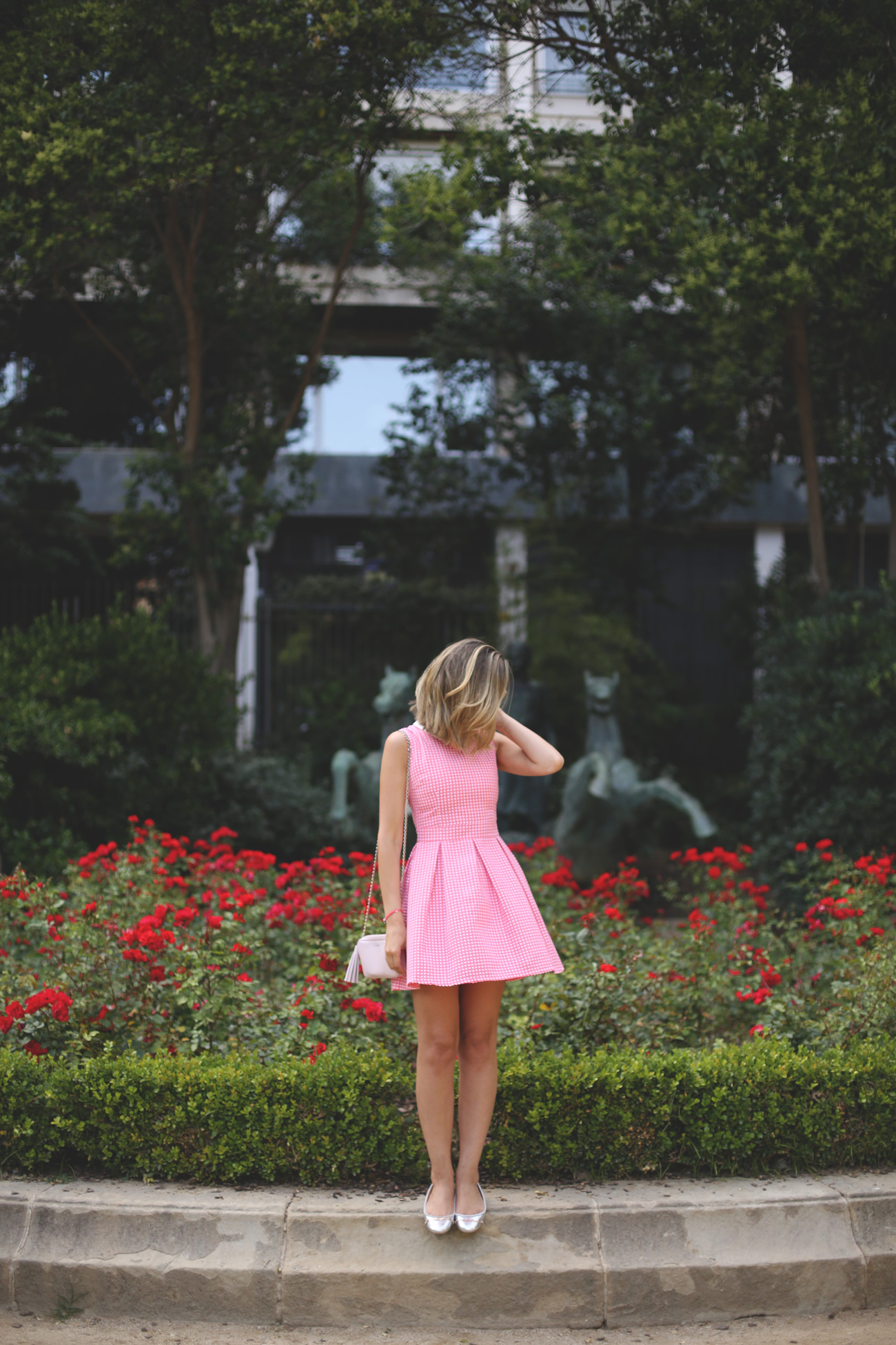 fashion, spring outfit, look, pink dress, cute dress, baby pink, mini bag, flats, cateye, polka dots, 