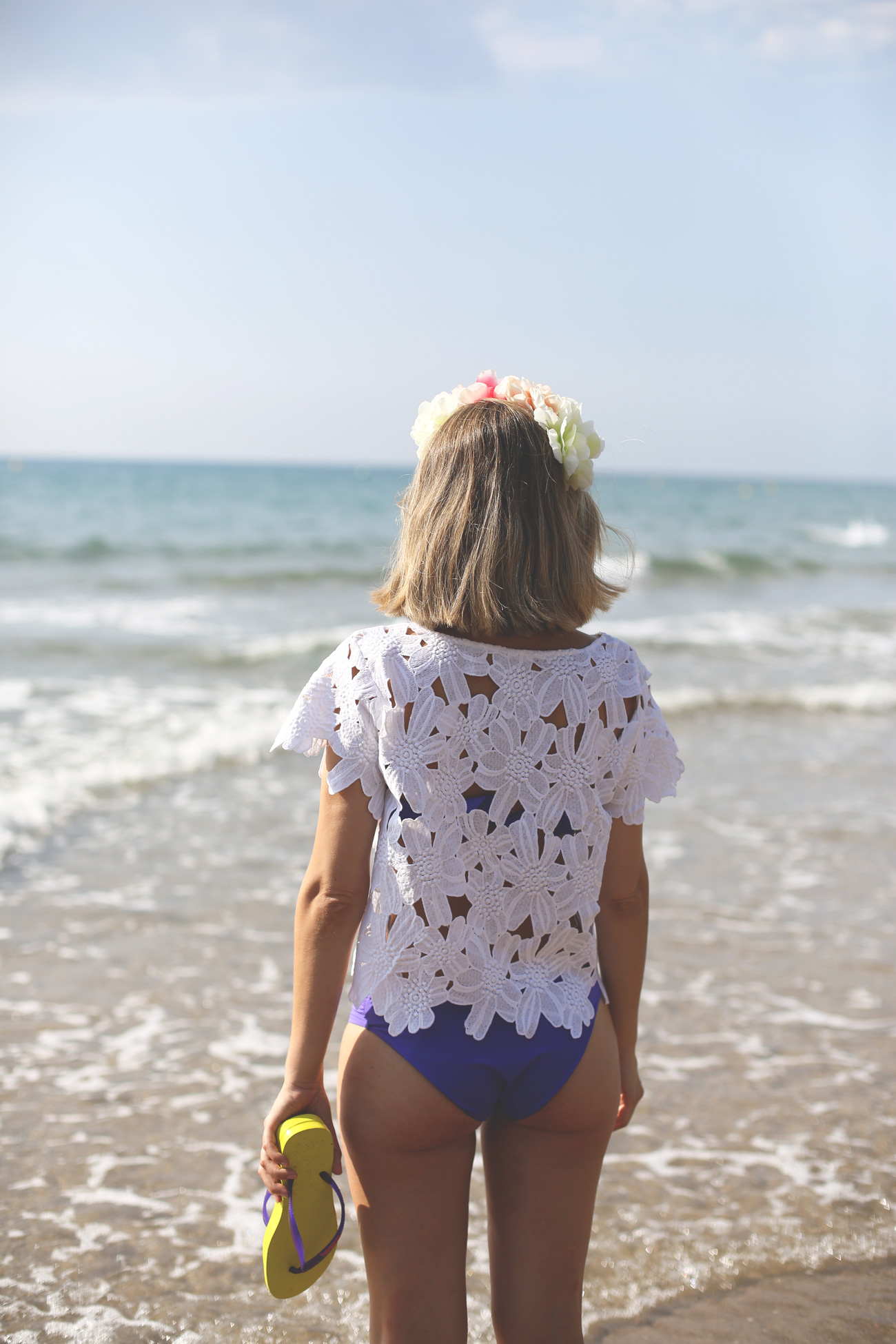 Summer 2014, sorteo Havaianas, beach, bikini, piestureoHavaianas, corona de flores, crochet, 