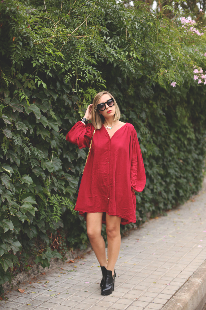 red dress, vestido rojo zara, my showroom, fashion blogger, street style, blonde girl, blog de moda, Priscila blogger, 